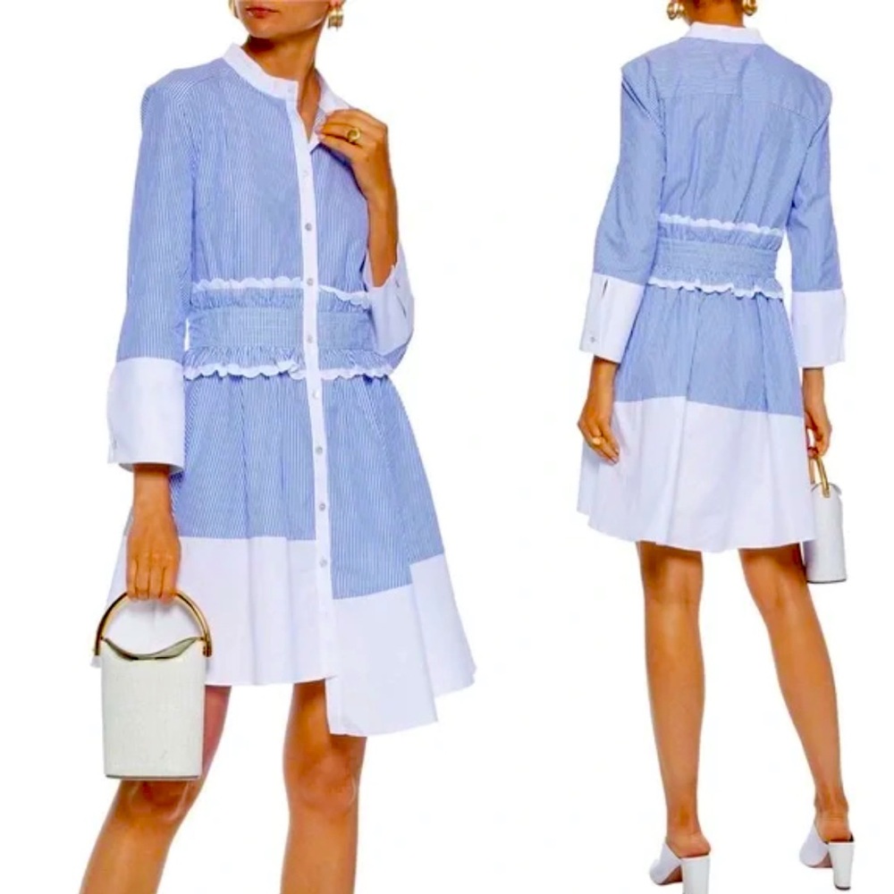 Marissa Webb Dress. Mandarin Neckline With Front Button Closures & Long Sleeves.